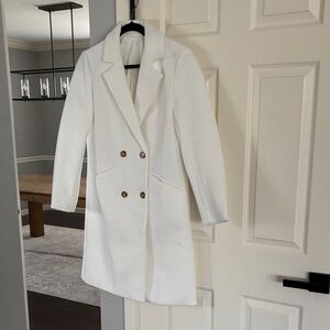 Elegant White Double-Breasted Women's Coat